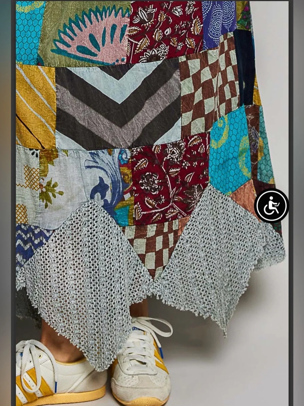 H262 New POL S w15-22 Patchwork Maxi Skirt in Multi Colors - Picture 4 of 4